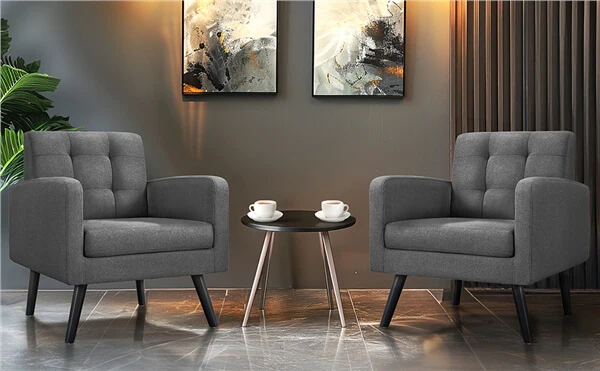 Yaheetech Set of 2 Mid Century Modern Fabric Arm Chair - Image 5
