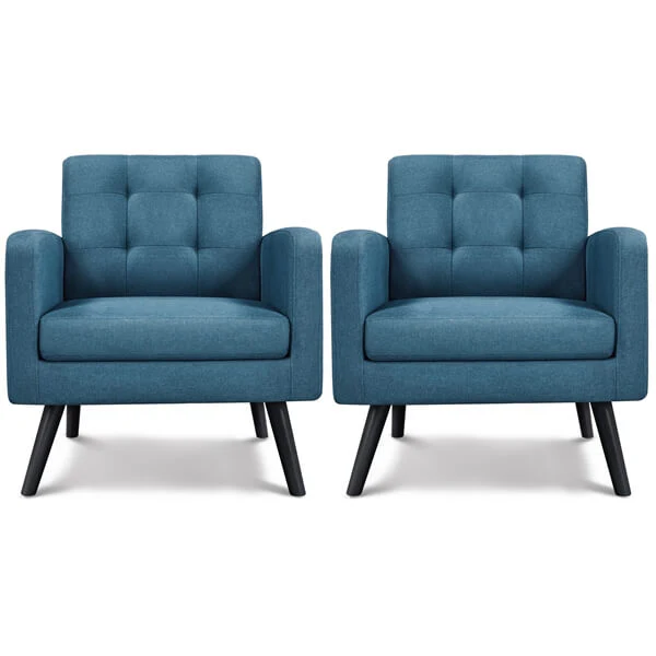 Yaheetech Set of 2 Mid Century Modern Fabric Arm Chair - Image 8
