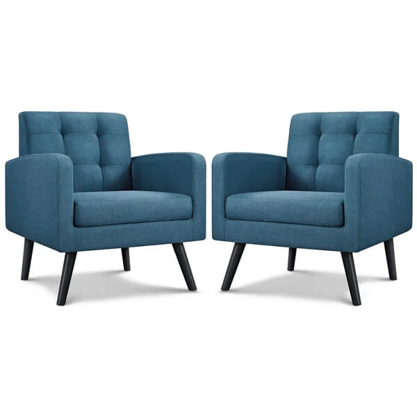 Yaheetech Set of 2 Mid Century Modern Fabric Arm Chair - Image 9