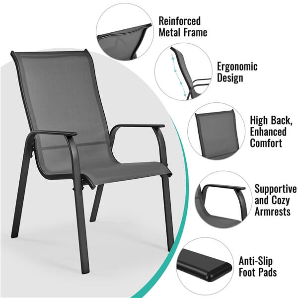 Yaheetech Set of 2 Patio Dining Chairs - Image 5