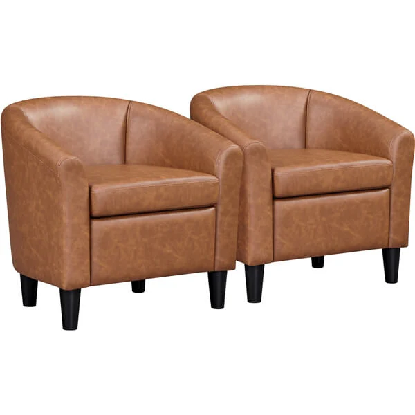 Yaheetech Set of 2 PU Leather Club Chairs - Image 2