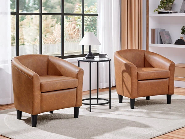 Yaheetech Set of 2 PU Leather Club Chairs - Image 3