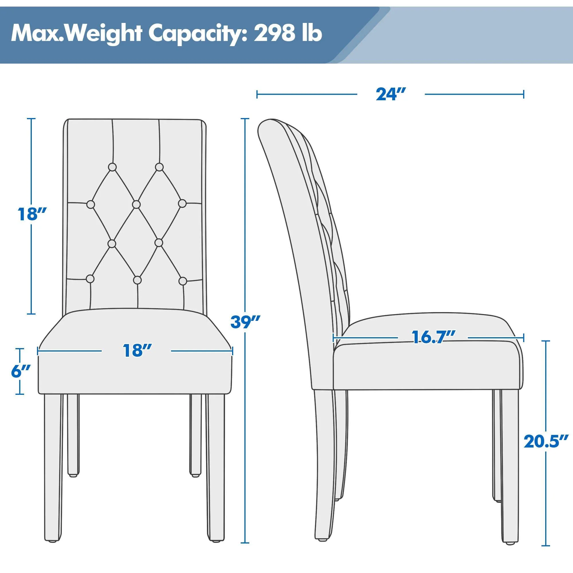 Yaheetech Set of 6 Dining Chairs Kitchen Chairs - Image 3