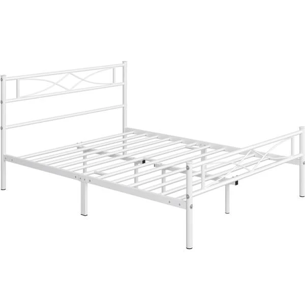 Yaheetech White Metal Bed with Headboard - Image 2