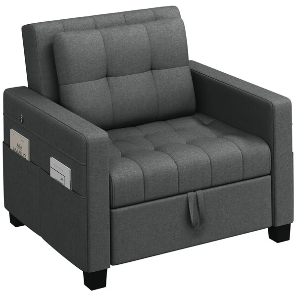 Yaheetech Sleeper Chair Convertible Chair Bed Fabric Futon Sofa Bed - Image 2