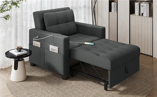 Yaheetech Sleeper Chair Convertible Chair Bed Fabric Futon Sofa Bed - Image 3