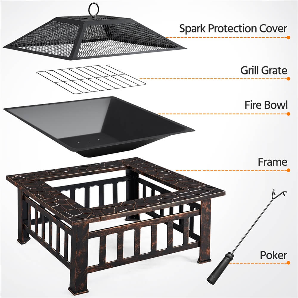 Yaheetech Square Fire Pit 32'' - Image 7
