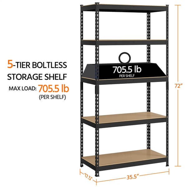 Yaheetech Storage Shelves, 5 Tier - Image 2