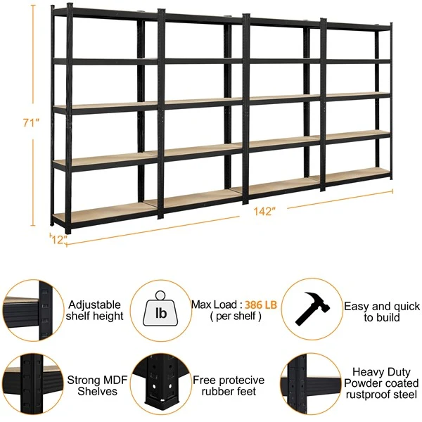 Yaheetech Storage Shelves, 5 Tier (35.5 W× 12 D × 71 H Inches) - Image 6