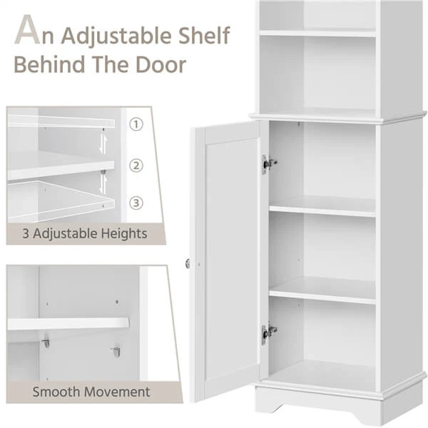 Yaheetech Tall Slim Storage Cabinet with 3 Shelves & Door - Image 4