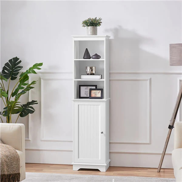 Yaheetech Tall Slim Storage Cabinet with 3 Shelves & Door - Image 6
