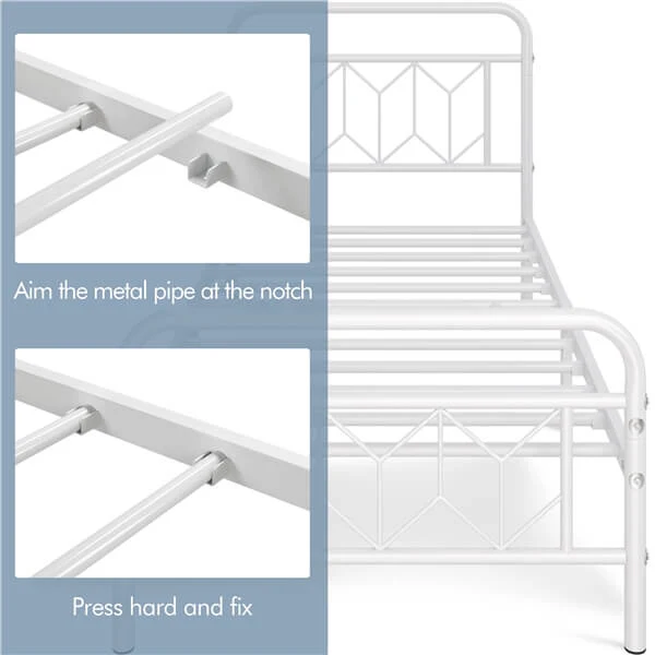 Yaheetech Vintage Metal Bed Frame with Diamond Pattern Headboard - Image 9