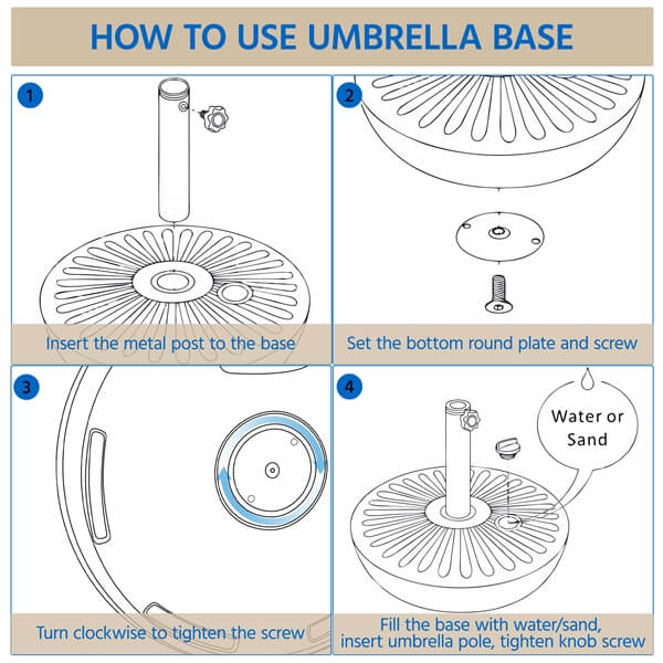 Yaheetech Umbrella Base 22L Round Water & Sand Filled Patio Outdoor Umbrella Stand - Image 4