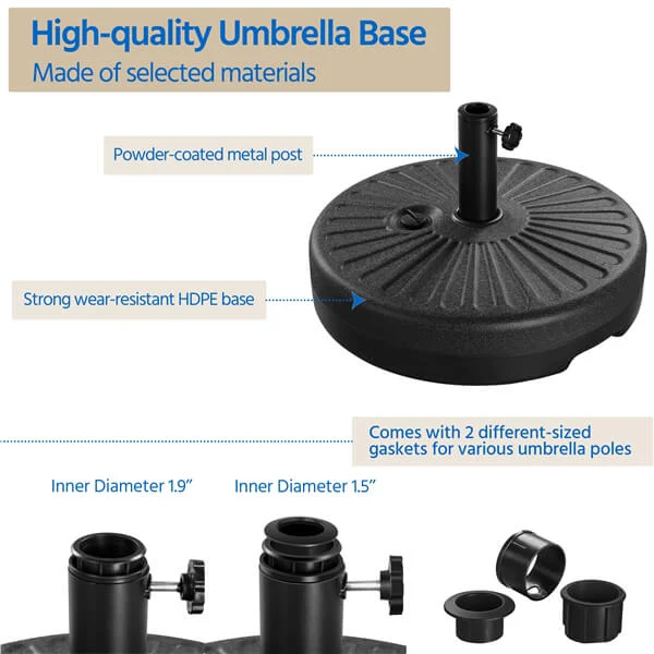 Yaheetech Umbrella Base 22L Round Water & Sand Filled Patio Outdoor Umbrella Stand - Image 6