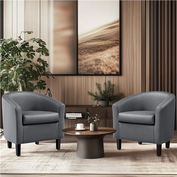 Yaheetech Upholstered Barrel Chair - Image 4