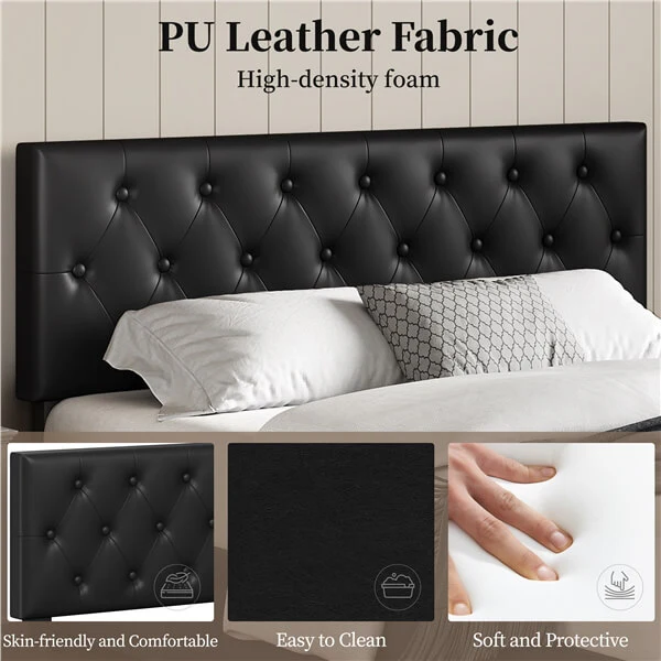 Yaheetech Upholstered Bed Frame with Adjustable Headboard and Three Drawers Storage - Image 15