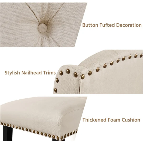 Yaheetech Upholstered Dining Chairs Set of 6 Button Tufted Kitchen Chairs - Image 6