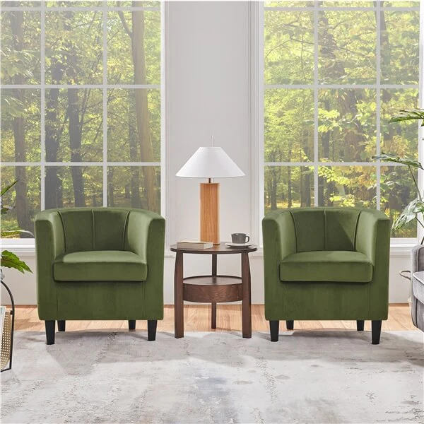 Yaheetech Set of 2 Barrel-shaped Chair Accent Arm Chair