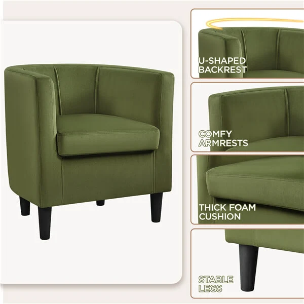 Yaheetech Set of 2 Barrel-shaped Chair Accent Arm Chair - Image 4