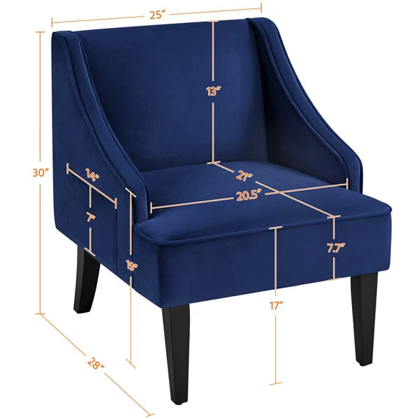Yaheetech Velvet Club Chair with Pocket - Image 3