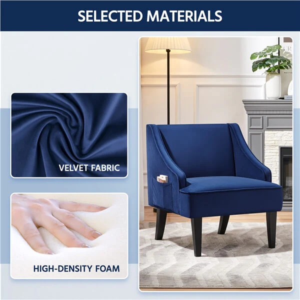 Yaheetech Velvet Club Chair with Pocket - Image 6