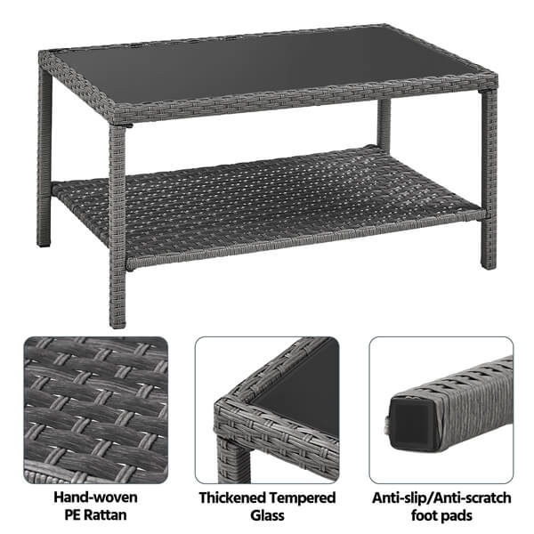 Yaheetech Wicker Coffee Table - Image 4