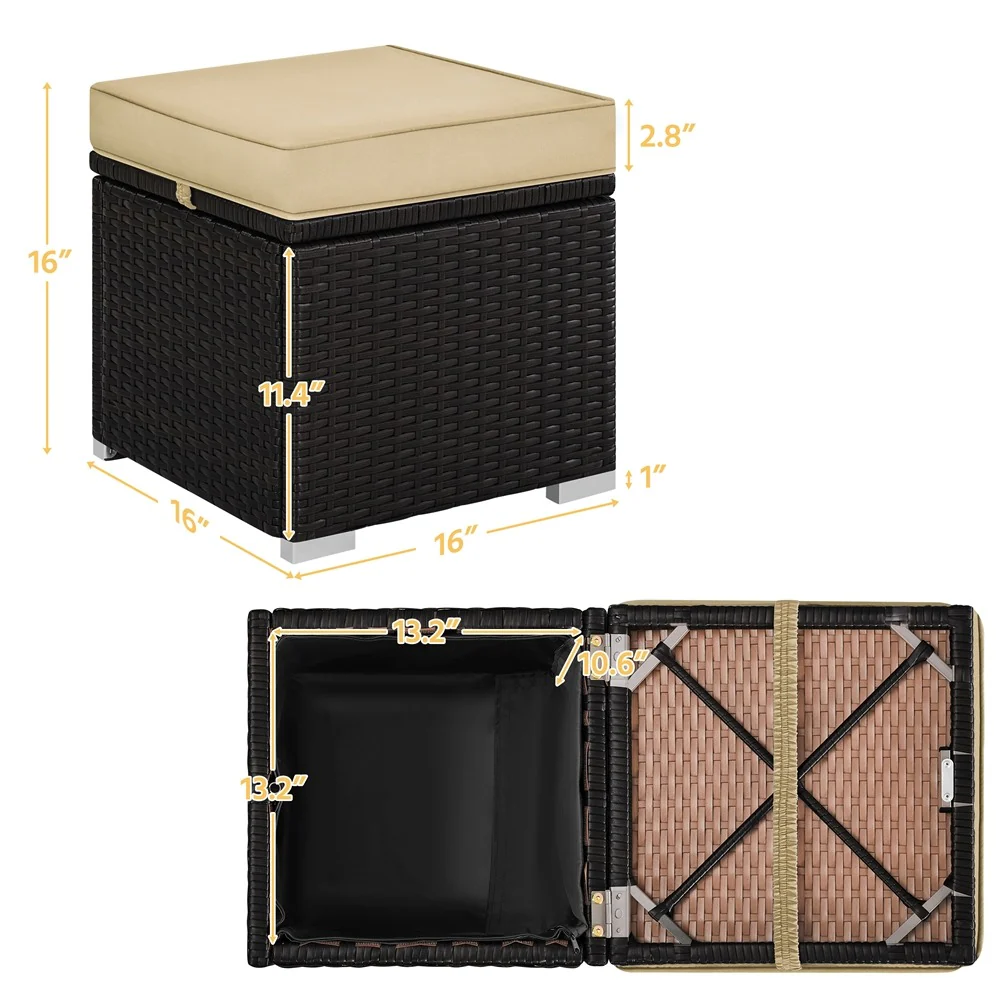Yaheetech Wicker Ottomans, Set of 2 - Image 3