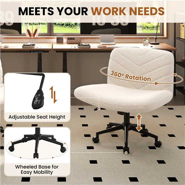 Yaheetech Wide Criss Cross Chair with Wheels - Image 8