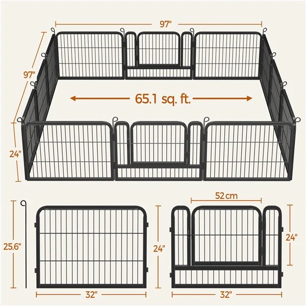 Yaheetech Wide Panel Dog Playpen, 12 Panels 24/32 inch - Image 4