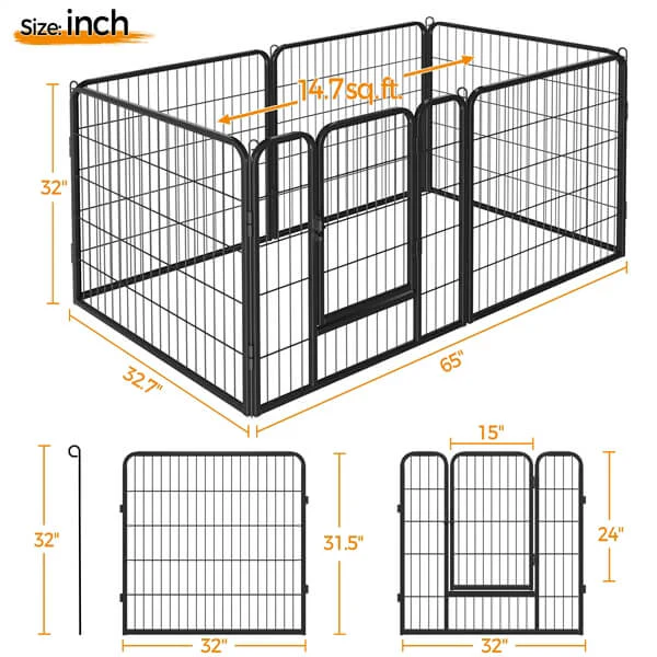 Yaheetech Wide Panel Dog Playpen, 6 Panels 32 inch - Image 3