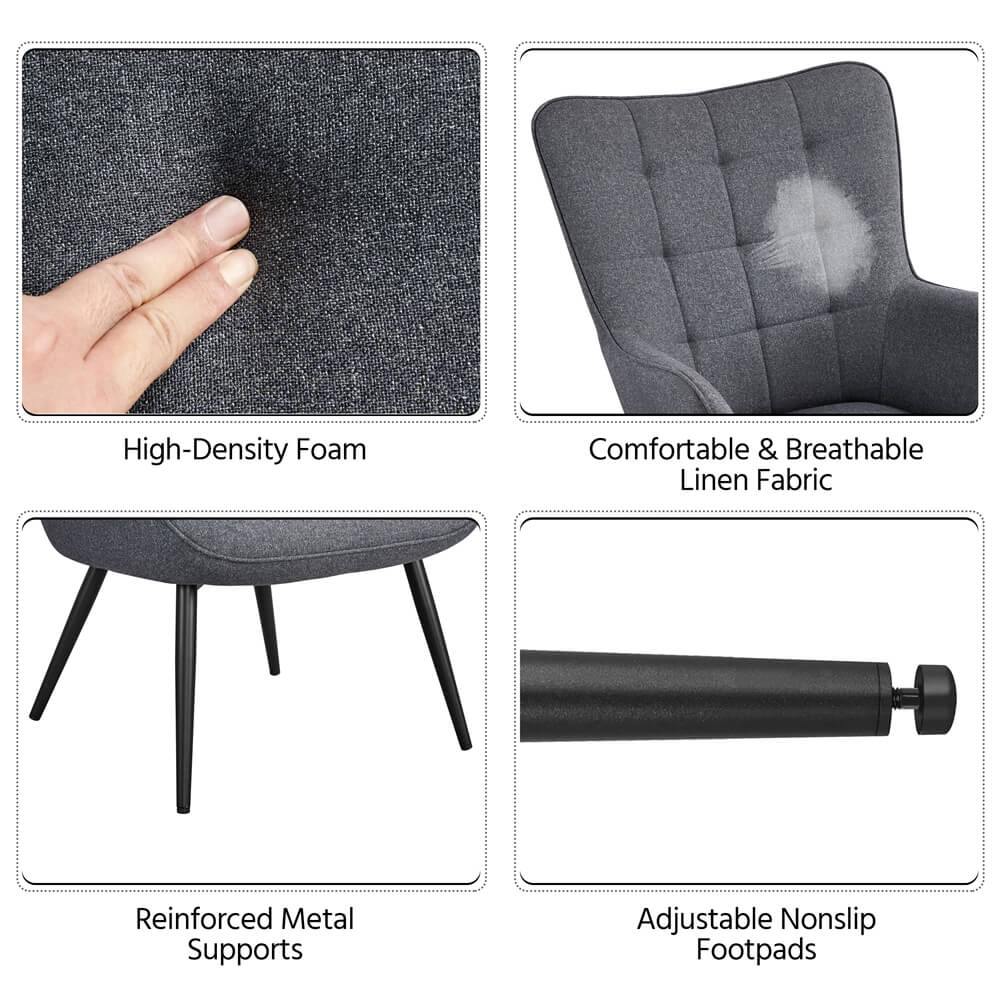 Yaheetech Wingback Fabric Chair and Ottoman Set - Image 4