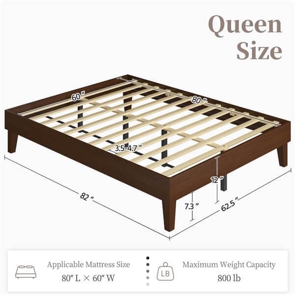 Yaheetech Bed Frame Natural Solid Wood Platform Bed with Wooden Slats Support - Image 6