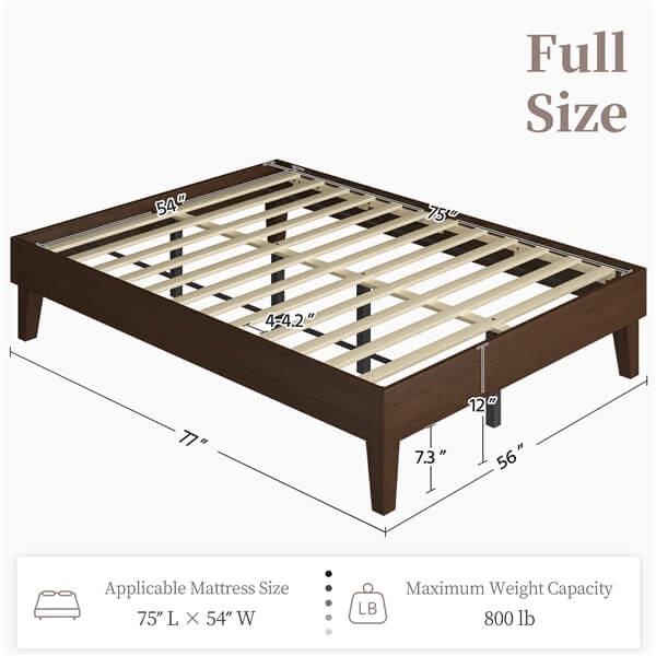 Yaheetech Bed Frame Natural Solid Wood Platform Bed with Wooden Slats Support - Image 7