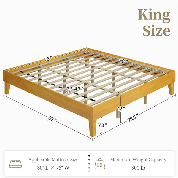 Yaheetech Wooden Bed Frame with Plywood Slat - Image 5