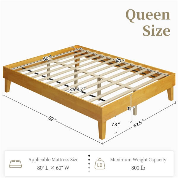 Yaheetech Wooden Bed Frame with Plywood Slat - Image 6