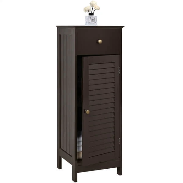 Yaheetech Wooden Free-Standing Storage Organizer Unit with Drawer and Door Cabinet - Image 2