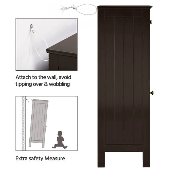 Yaheetech Wooden Free-Standing Storage Organizer Unit with Drawer and Door Cabinet - Image 5